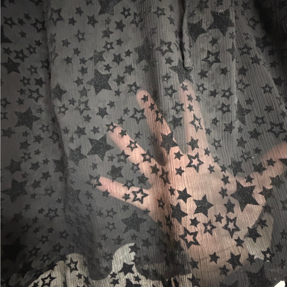 LOFT Black Sheer Star Print Blouse Long Sleeve size L Women’s - Picture 2 of 4